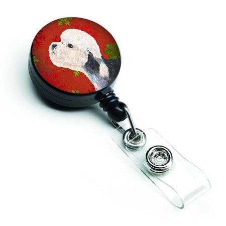 TEACHERS AID Dandie Dinmont Terrier Red & Green Snowflakes Christmas Retractable Badge Reel TE755303